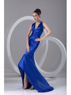 Satin V-Neck Sweep Train Mermaid Prom Dress