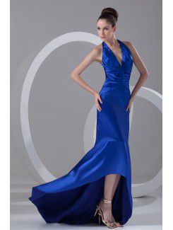 Satin V-Neck Sweep Train Mermaid Prom Dress