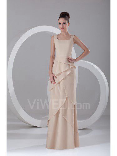 Chiffon Square Floor Length Column Prom Dress