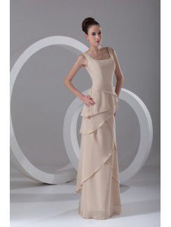 Chiffon Square Floor Length Column Prom Dress