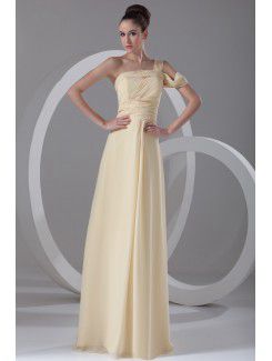 Chiffon Asymmetrical Floor Length Column Prom Dress