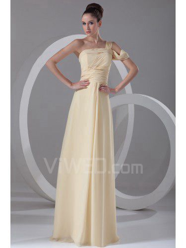 Chiffon Asymmetrical Floor Length Column Prom Dress