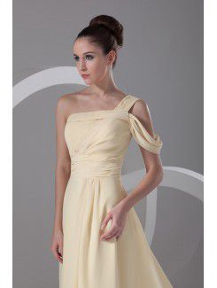 Chiffon Asymmetrical Floor Length Column Prom Dress