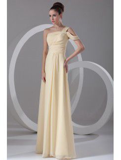 Chiffon Asymmetrical Floor Length Column Prom Dress