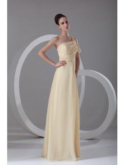 Chiffon Asymmetrical Floor Length Column Prom Dress