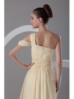 Chiffon Asymmetrical Floor Length Column Prom Dress