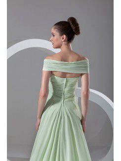 Chiffon Strapless Chapel Train Corset Prom Dress