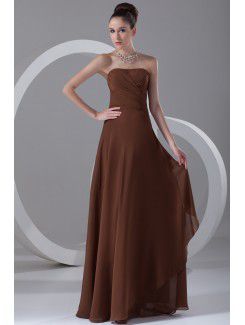 Chiffon trägerlosen bodenlange ballkleid spalte