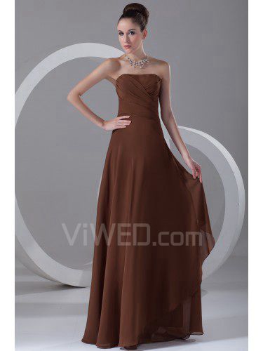 Chiffon strapless vloer lengte kolom galajurk