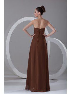 Chiffon Strapless Floor Length Column Prom Dress