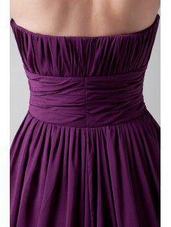 Chiffon Strapless Sweep Train Corset Prom Dress