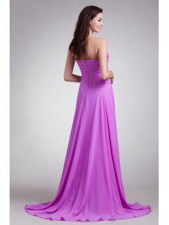 Chiffon Sweetheart Sweep Train Column Embroidered Prom Dress