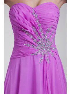 Chiffon Sweetheart Sweep Train Column Embroidered Prom Dress