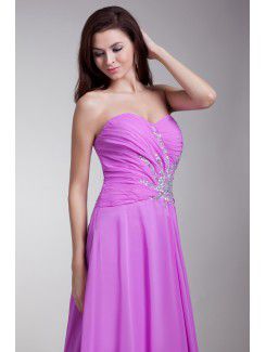 Chiffon Sweetheart Sweep Train Column Embroidered Prom Dress