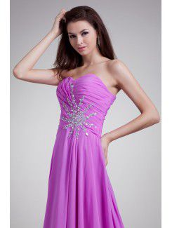 Chiffon Sweetheart Sweep Train Column Embroidered Prom Dress