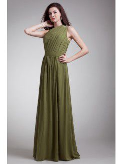 Chiffon Asymmetrical Floor Length Column Prom Dress