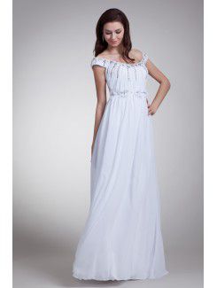 Chiffon Off-the-Shoulder Floor Length Column Embroidered Prom Dress