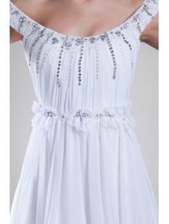 Chiffon Off-the-Shoulder Floor Length Column Embroidered Prom Dress