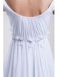 Chiffon Off-the-Shoulder Floor Length Column Embroidered Prom Dress