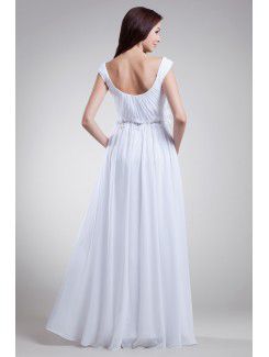 Chiffon Off-the-Shoulder Floor Length Column Embroidered Prom Dress